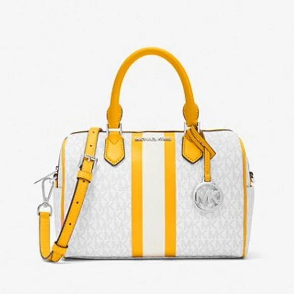 MICHAEL KORS Bedford Small Logo Stripe Satchel - Picture 10 of 11